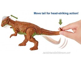 Jurassic World Savage Strike Pachycephalosaurus Figure in Smaller Size with Unique Attack Moves Like Biting Head Ramming Wing Flapping Articulation and More