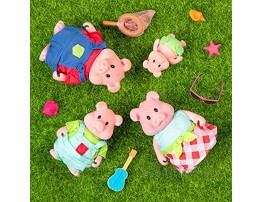 Li'l Woodzeez Pig Family Set – Curlicue Pigs with Storybook – 5pc Toy Set with Miniature Animal Figurines – Family Toys and Books for Kids Age 3+