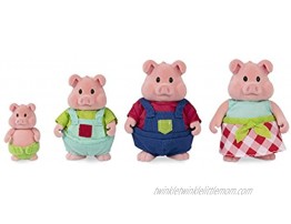Li'l Woodzeez Pig Family Set – Curlicue Pigs with Storybook – 5pc Toy Set with Miniature Animal Figurines – Family Toys and Books for Kids Age 3+