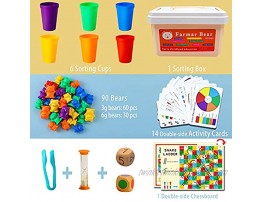 116 PCS Rainbow Counting Bears with Matching Sorting Cups with Storage Box Bear Counters Math Manipulatives Educational Gift for Toddler STEM Educational Sorting Color Learning Toy