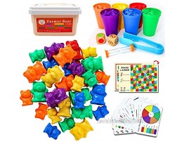 116 PCS Rainbow Counting Bears with Matching Sorting Cups with Storage Box Bear Counters Math Manipulatives Educational Gift for Toddler STEM Educational Sorting Color Learning Toy