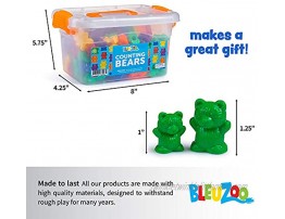 BleuZoo Rainbow Counting Bears 101 Piece Set + Activity eBook | Montessori Educational Toddler Fine Motor Skills Math Sorting Preschool Learning Toys | 90 Bears 6 Matching Cups 2 Tweezers 2 Dice