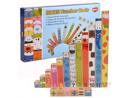 BOHS Wooden Montessori Number Rods Rainbow Math Concepts Sticks -Addition,Subtraction Calculation Learning ,Preschool Math Toys