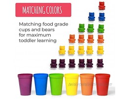 California Basics Rainbow Colored Counting Bears with Cups 72-pc Colorful Counting & Sorting Toys for Kids Colorful Educational Toys with Carrying Bag