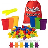 Driddle Colorful Counting Bears with Matching Cups 60 Bears Sort Count & Color Recognition Learning Toy for Toddler & Kids Montessori Education Preschool Game