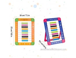 Gejoy 2 Pieces Plastic Abacus Row Counting Number Red Blue Frame Math Educational Counting Tools with Beads