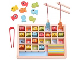 GEMEM Wooden Magnetic Fishing Game Number Fish Catching Counting Preschool Games for Kids Math Manipulatives Education Fine Motor Skills Toys for 3 4 5 6 Year Old Boy Girl