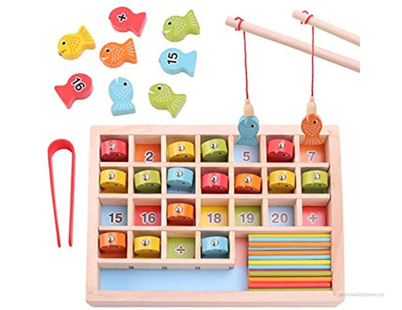 GEMEM Wooden Magnetic Fishing Game Number Fish Catching Counting Preschool Games for Kids Math Manipulatives Education Fine Motor Skills Toys for 3 4 5 6 Year Old Boy Girl