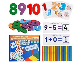 HOONEW Math Flash Cards Math Manipulatives Wooden Number Counting Sorting Montessori Toys for Toddlers-Counting Stick Calculation Game for Age 3 4 5 Year olds Kids Learning Number Cards Set