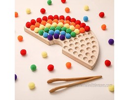 ibwaae Wooden Peg Board Beads Game Math Games Matching Game Color Sorting Toys Bead Counting Montessori Toys for Toddlers Rainbow Color