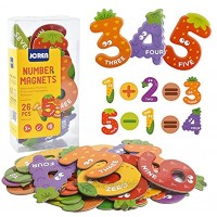 JCREN Jumbo Magnetic Fridge Magnets Stick Colorful Number Fruit Shape Math Learning Toy Set Preschool Recognition Counting Refrigerator for 3 4 5 Year Old Toddler Kids Boy Girl Gift