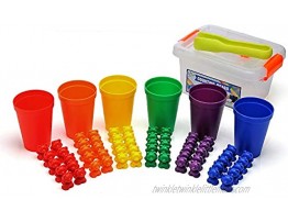 Legato Counting Sorting Bears; 60 Rainbow Colored Bears 6 Stacking Cups Kids Tweezers Storage Container and Activity eBook. Quality Educational Toy Good for STEM and Montessori Programs.