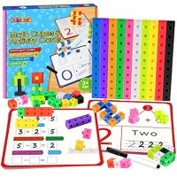 Math Cubes Manipulatives with Activity Cards-Math cube toy learn calculate-Teaching Resources Homeschool Supplies Kindergarten Number Blocks Counting Toys-Toddler Learning Resources Ages 3 4 5 6 7 8