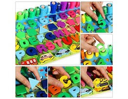 Max Fun Wooden Number Puzzles Sorting Montessori Toys for Kids Shape Sorter Counting Game Wood Counting Blocks Sorter Stacking Toy Games for Age 3 4 5 Preschool Learning Education Toys