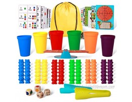 MerryXGift Counting Bears for Toddlers 98PCS Rainbow Bear Counter Set with Sorting Cups Dices Tweezers Scale Montessori Sorting Learning Game for Pre-Schooler Kids Ages 3 4 5