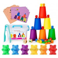 Neoformers Counting Bears with Matching and Sorting Cups Preschool Math Learning and Color Recognition Games STEM Educational Toy for Toddlers Bonus 1 Tweezers 2 Dices and 10 Activity Cards