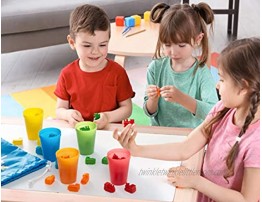 Play Brainy Colorful Counting Trains and Cups – Fun Educational Sorting Trains with Color Sorting Cups – Educational Montessori Toy for Toddlers & Children – 50 Count Trains 5 Colored Cups & Bag