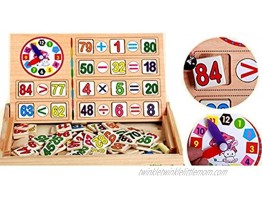 Ponny Children Number Cards Calculation Time Learning Tool Math Educational Toy Wooden Sticks Clocks Counting Rods with Storage Box.