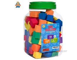Premium Joy Foam Counting Color Cubes for Kids Size of 1 Inch Set of 120 Pieces Made in Taiwan from Quality Foam Soft Stacking Toy Blocks for Math and School