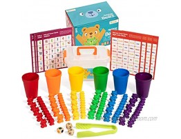 Rainbow Counting Bears for Toddlers With Matching Sorting Cups For Ages 3 And Up- Sorting Bears Game- 30 Large and 60 Small Teddy Bear Counters with Activity Cards- Fun And Learning For All Abilities