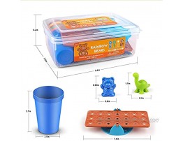 Rainbow Counting Bears Toddler Toys with Matching Sorting Cup Libra Little Dinosaur Bear Counter and Dice Math Game Education Toys 92 Piece Set Free Spoon Tongs,Storage Box,3,4,5,6,7,Kids Toy Gift