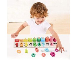 Sendida Montessori Math Shapes Puzzle Toys Toddlers Stacking Wood Blocks Number Toys Stacking Shape Sorting Toys Early Learning Toys for Kids Preschool Counting