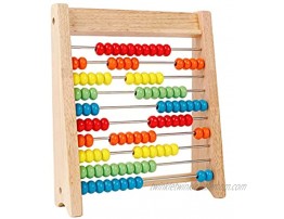 SHANGMEIY Wooden Abacus Classic Counting Tool 10-Row Wooden Frame Abacus with Multi-Color Beads,Counting Sticks Number Alphabet Cards Math Toy for 3+ Year Old-Arithmetic Calculation Frame