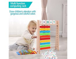 Tomelive Wooden Abacus Classic Counting Tool 10 Row Counting Frame with Number 1-100 Cards,Math Toy for 3+ Year Old