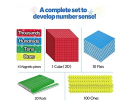 Torlam 135 PCS Magnetic Base Ten Blocks Place Value Blocks -Math Manipulatives K-3 for Elementary Classroom Number Blocks Math Counters Counting Cubes for Kids Math Base 10 for 1st 2nd 3rd Grade