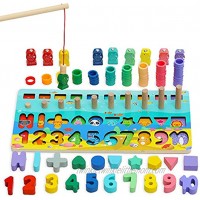 Wooden Number Puzzle,Shape&Number Blocks Toys,Wood Shape Sorting&Stacking Toy Counting Puzzles for Kids Montessori Toy for Toddlers 3 4 5 Year Old Educational toys for kids Preschool Learning Games