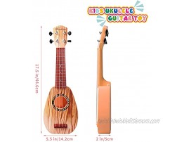 17 Inch Kids Ukulele Guitar Toy 4 Strings Mini Children Musical Instruments Educational Learning Toy for Toddler Beginner Keep Tone Anti-Impact Can Play With Picks Strap Primary Tutorial wood
