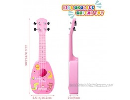17 Inch Kids Ukulele Guitar Toy 4 Strings Mini Children Musical Instruments Educational Learning Toy for Toddler Beginner Keep Tone Anti-Impact Can Play With Picks Strap Primary Tutorial PINK