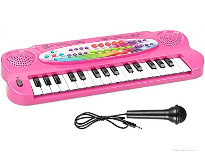 AIMEDYOU Kids Piano Keyboard 32 Keys Portable Electronic Musical Instrument Multi-Function Music Keyboard Piano for Kids Early Learning Educational Toy Birthday Xmas Day Gifts Pink