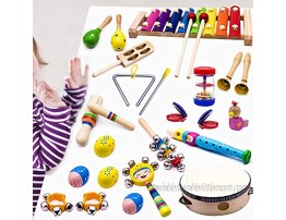 ATDAWN Kids Musical Instruments 15 Types 22pcs Wood Percussion Xylophone Toys for Boys and Girls Preschool Education with Storage Backpack