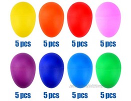 Augshy 40PCS Plastic Egg Shakers Percussion Musical Maracas Easter Eggs with a Storage Bag for Toys Music Learning DIY Painting8 Different Colors
