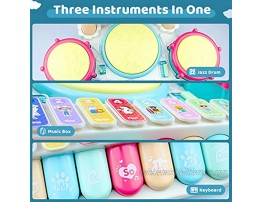 Baby Piano Drum Toy Toddler Musical Instruments Kids Keyboard Set Multifunctional Instrument with Microphone and Light Educational Game Gift for Toddlers Boys Girls 3 4 5 Years Old