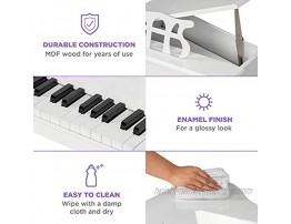 Best Choice Products Kids Classic Wooden 30-Key Mini Grand Piano Musical Instrument Toy w Piano Lid Bench Foldable Music Rack Song Book Note Stickers Enamel Finish White