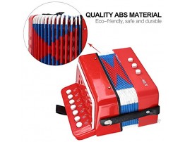 Children 7 Key Button Accordion- Kids Toy Accordion Instrument 2 Bass Mini Accordion Rhythm Toy for Boys and Girls Educational Musical Instrument for Home and Classroomred