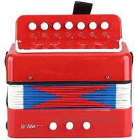 Children 7 Key Button Accordion- Kids Toy Accordion Instrument 2 Bass Mini Accordion Rhythm Toy for Boys and Girls Educational Musical Instrument for Home and Classroomred