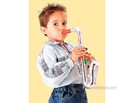 CLICK N' PLAY Set of 2 Musical Wind Instruments for Kids Metallic Silver Saxophone and Trumpet Horn