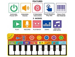 Cyiecw Giant Piano Music Mat Music Dance Mat Keyboard Playmat with 19 Keys Piano Mat 8 Selectable Musical Instruments Build-in Speaker & Recording Function for Kids Girls Boys 58.26 x 23.62 inches