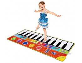 Cyiecw Giant Piano Music Mat Music Dance Mat Keyboard Playmat with 19 Keys Piano Mat 8 Selectable Musical Instruments Build-in Speaker & Recording Function for Kids Girls Boys 58.26 x 23.62 inches
