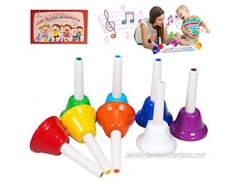 Handbells 8 Note Musical Hand Bells Set with 10 Songbook Musical Toy Percussion Instrument for Toddlers Children Kids Adults for Children's Day Family Activity School and Church by TantivyBo