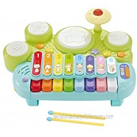 Hitish Toddler Musical Piano Toy 3 in 1 Piano Keyboard Xylophone Drum Set Electronic Early Educational Instrument Learning Toys for Baby 1 2 3 Years Old