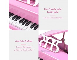 HOMGX Classical Kids Piano 30 Keys Wood Toy Grand Piano w Bench Music Stand Full-Size Keys Charming Tones & Sounds Musical Instrument Educational Toy Great Gift for Girls and Boys Pink
