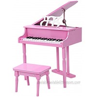 HOMGX Classical Kids Piano 30 Keys Wood Toy Grand Piano w  Bench Music Stand Full-Size Keys Charming Tones & Sounds Musical Instrument Educational Toy Great Gift for Girls and Boys Pink