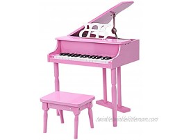 HOMGX Classical Kids Piano 30 Keys Wood Toy Grand Piano w  Bench Music Stand Full-Size Keys Charming Tones & Sounds Musical Instrument Educational Toy Great Gift for Girls and Boys Pink