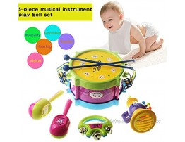 Huokan Kids Drum Set Toddlers Musical Instruments Toys with 2 Drum Sticks Sand Hammer Rattles and Horn Birthday Gift for 3-8 Years Old Boys and Girls