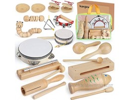 kaqinu Kids Musical Instruments 21Packs Toddlers 100% Natural Wooden Music Percussion Toy Sets for Childrens Preschool Educational Early Learning Musical Toys for Age 3 to 10 Toddlers with Bags