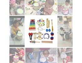 Kids Musical Instruments 19 Pcs Safe material Non-Toxic Environmental Friendly Children Early Educational Musical Instrument Kit Hand drum bell Handbell Rhythm stick Double-sounding